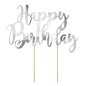 Preview: Cake Topper Happy Birthday SILBER von PartyDeco